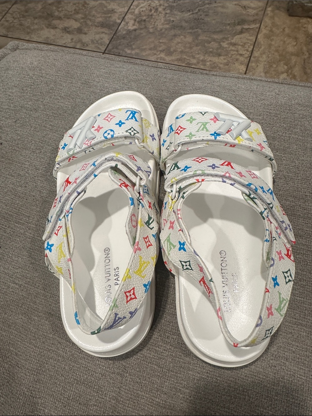 White Sandals with Multicolor Monogram size 36